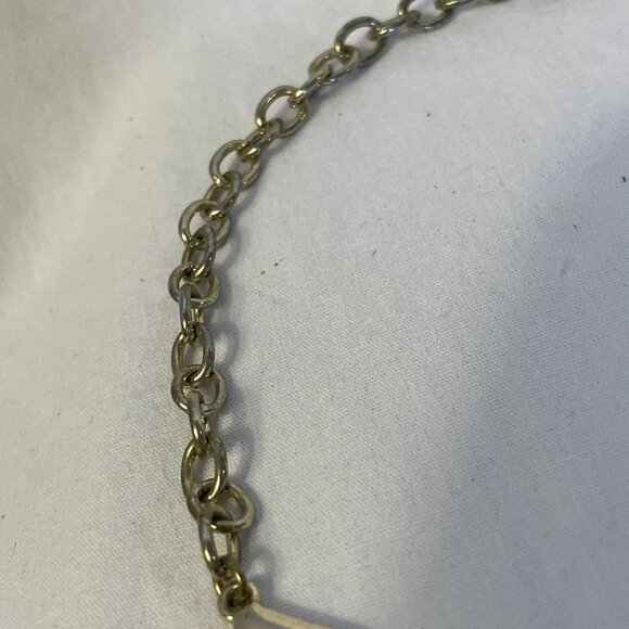 Gold Tone Chain With 7 Large Geometric Black Faceted Synthetic Stones in Bezels - Picture 5 of 10